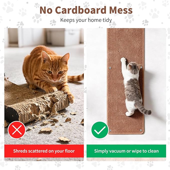 71" X 15.8" Thickened Cat Wall Climbing Carpet, Extra Large Cat Wall Scratcher Mat Imitation Sisal Wall Mounted Cat Scratcher with 16 pcs Fixed Nails for Indoor Furniture Couch Sofa Protection(Coffee)