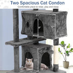 Cat Tree 70 Inches Cat Tower for Indoor Cats Multi-Level Cat Condo with Litter Box Enclosure,Scratching Posts for Indoor Cats (Ashy)