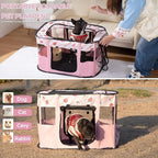 Portable Pet Playpen, Cat Playpen for Indoor Cats Enclosed，Kitten Playpen Indoor with Resistant Breathable Shade Cover,Indoor Outdoor Use for Small Medium Pet (M, Pink)