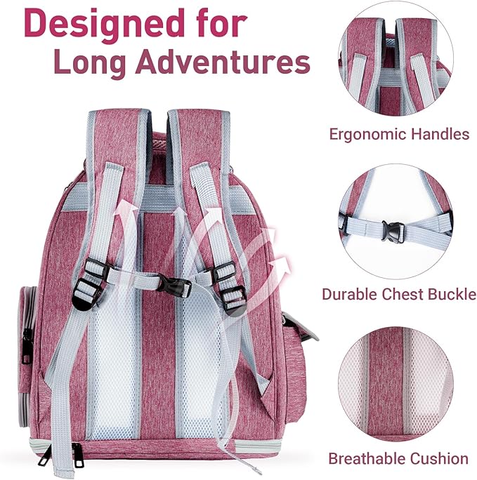 Pawstrip Cat Backpack Carrier with Large Space Bubble Window, Airline Approved Breathable Pet Carrier for Small Dogs Cats up to 15lbs, Foldable for Travel Hiking & Outdoor Use