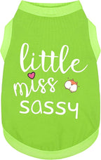 Paiaite Dog Clothes Fashionable Sleeveless Pet Vest: 'Little Miss Sassy' Printed Cotton Dog Shirt, Ideal for Small, Medium, and Large Breeds, Ensuring Comfort and Breathability Green 4XL