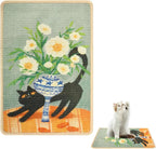 3-in-1 Sisal Cat Scratch Mat 23.6x15.7'' Floor & Wall Cat Scratcher Pad, Protects Carpet Couch & Furniture with Sticker Tape, Anti-Slip, Durable for Indoor Outdoor Cats (Srping)