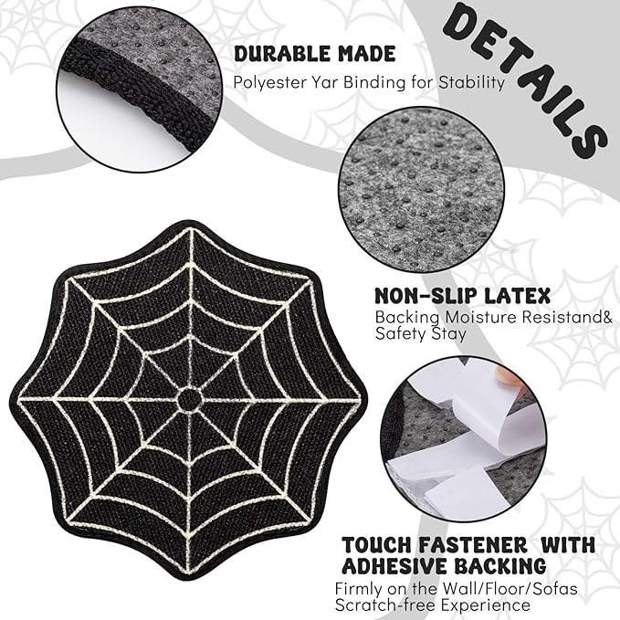 Self Adhesive Sisal Cat Scratch Pad for Wall or Couch, Trimmable Furniture Protector Mat with Strong Backing, Durable Cat Scratcher for Indoor Cats Activity Play(Spider Web)
