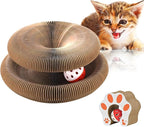 Cat Toys for Bored Indoor Adult Cats Magnetic Corrugated Cat Scratcher Board, Foldable Durable Interactive Cat Toy for Indoor Cats & Kittens, Scratch, Play & Chase, Brown, 1 Pack