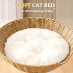HITTITE Solid Wood Cat Tree Tower with Scratching Post, 36.6 Inches Tall Cat Towers with Scratching Board and Scratcher Ball, Modern Cat Tower With Space Capsule and Hand-Woven Basket for Indoor Cats.