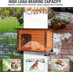 33.3’’ Heated Outdoor Dog House Weatherproof Insulated Dog Kennel with Metal Frame, Dog Shelter with Heating Pad, 6-Sided Insulated Liner and PVC Door Curtain for Winter (Brown)