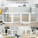 Dog Gate - 4 Panel Foldable Pet Gate Indoor for Doorways, House, Stairs, Freestanding Gate for Dogs - 80x24 -Inch Puppy Safety Fence by PAWLAND, White
