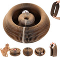 Magic Organ Cat Scratching Board, Foldable Accordion Interactive Cat Toy with Bell Ball, Durable Cardboard Scratch Pad for Cat Grinding Claw & Indoor Play