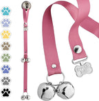 PoochieBells Dog Door Bells for Potty Training, Quick & Easy Puppy Potty Training Method Included, Handcrafted in USA with Loud, Paw-Safe Bells, Blush Pink