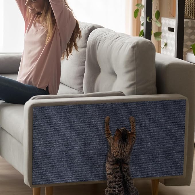 Cat Scratching Mat 39.3"x15.7" Trimmable Self-Adhesive Carpet DIY Climbing Cat Scratcher for Replacement Pads Covering Posts Furniture Protection