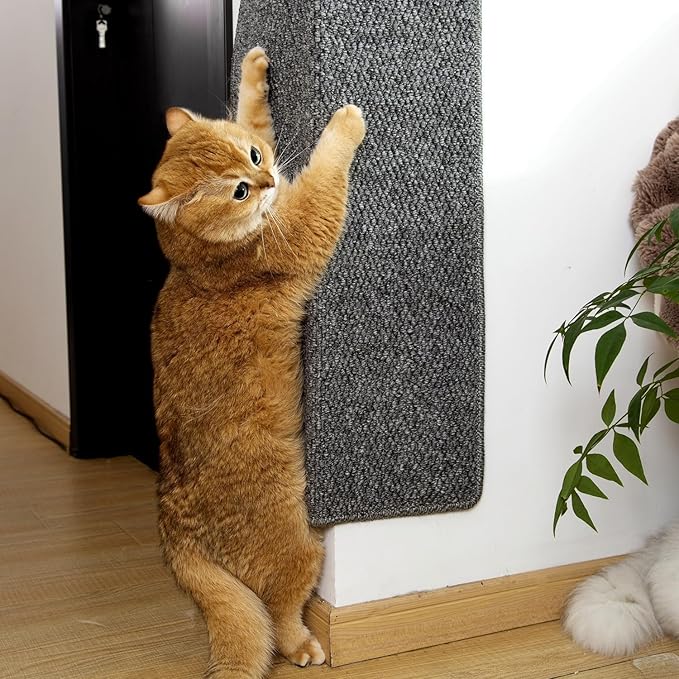Wall Cat Scratcher for Indoor Cats 24 x 12 Inch Self-Adhesive Replacement Easy Corner Cat Scratcher Versatile Cat Scratch Mat Scratch Pad for Cats Furniture Protectors from Cat Scratching