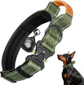WINGOIN Tactical Dog Collar with AirTag Holder, Reflective Dog Collar for Large Dogs, Metal Buckle, Heavy Duty, Nylon Control Handle for Hunting, Training, Walking, Green, XL