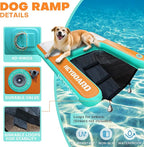 HEYBOARD Inflatable Dog Pool Ramp for Large Dogs Safe Dog Dock Boat Ramp Floating Pontoon Ladder Steps for Dogs Up to 230 lbs with Non-Slip EVA for Pool & Lake