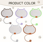 Cat Scratcher Mat Natural Cotton Rope Oval Horizontal Floor Cat Scratch Bed Pad with Ball Toy Protector for Furniture Floor Wall (Brown, 1 PC)