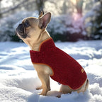 cyeollo Warm Dog Coat Fleece Sherpa Reversible Winter Sweater Coats, Turtleneck Cold Weather Dog Jacket Vest for Small Dogs with Leash Hole, Burgundy, S