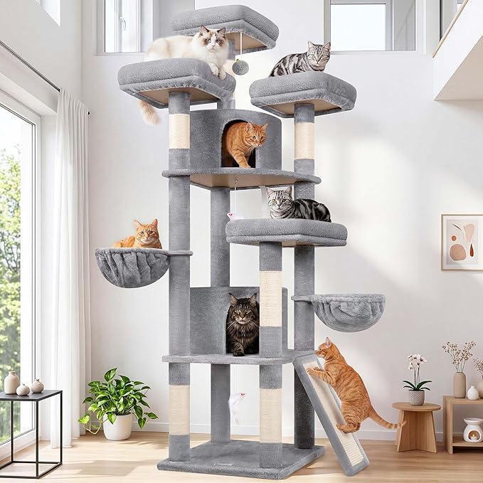 Globlazer 80 Inch Heavy Duty Cat Tree for Large Cats,F80H (Light Gray, 80 Inch)
