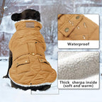 KYEESE Dog Coat Warm Pet Winter Puffer Coat with Leash Hole Windproof Dog Coats for Small Dogs Waterproof Dogs Jacket with Fleece Lined Thick Cat Clothes with Pocket Soft Pet Sweater for Cold Weather