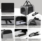 Carriers Soft-Sided Pet Carrier Case for Small Medium Cats Dogs Puppy Under 15 lbs,Airline Approved Cat Carrier with 4 Ventilated Windows (Medium,Grey&Black)
