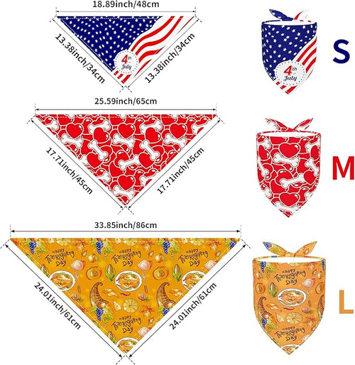10PCS/Pack Holiday Dog Bandanas for Medium Dog Easter 4th of July Birthday Halloween Christmas Thanksgiving New YearTriangle Scarf Festival Costume
