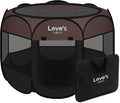 Love's cabin Pet Puppy Dog Playpen, Small Dog Tent Crates Cage Indoor/Outdoor, Portable Playpen for Cat, Foldable Pop Up Dog Kennel Playpen with Carring Case, Removable Zipper Top, Brown