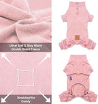 cyeollo Dog Pajamas Warm Fleece Coat Pjs Thermal Sweater Dog Onesie Stretchy Winter Doggie Jumpsuit Pet Outfits for Small Dogs, Pink M