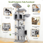 Globlazer 80 Inch Cat Tree for Large Cats, Stable Multi-Level Cat Tree with 2 Condos & Sisal Scratching Posts for 2-3 Cats, Thickened Base Space Saving Cat Tree Tower, F80G, Light Gray