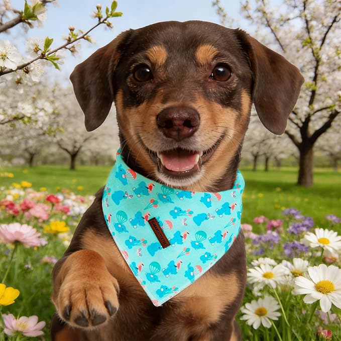 Elegant little tail Dog Bandana, Cute Blue Elephant 1PC Washable Dog Scarf Female or Male Square Bib Kerchief Scarf Adjustable Pet Bandana for Medium Large Dogs