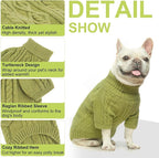 BEAUTYZOO Small Dog Sweater-Dog Sweatshirt Pullover Cable Knit Wear Classic Turtleneck Thick Cold Weather Clothes for Small Dogs, Medium Dogs, Puppies,Green Cable S (Back: 12", Chest: 16", Neck: 10")