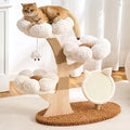 797Audio Flower Cat Tree, 37" Wood Branch Cat Tower, White Cloud Cat Tree with Scratching Post for Indoor Adult Cats, Luxury Cat Tree with Cat Scratch Pad & Interactive Squeaky Hanging Toy