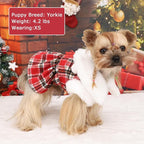 Dog Sweater with Leash Set D Ring Plaid Fleece Dog Clothes for Small Dogs Girl Boy Winter Puppy Dress Cold Weather Coat Fall Sweater for Chihuahua Yorkie Cat Doggy Costumes, Red, M
