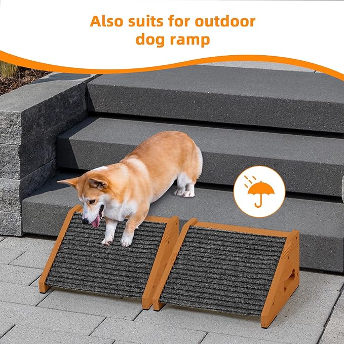 4 Pack Wooden Dog Ramp for Stairs Suits for Small Medium Dogs Cats, Pet Steps Stairs for Staircase for Dogs Cats Brown,Need Installation,13 * 9.8 * 5.1 inch