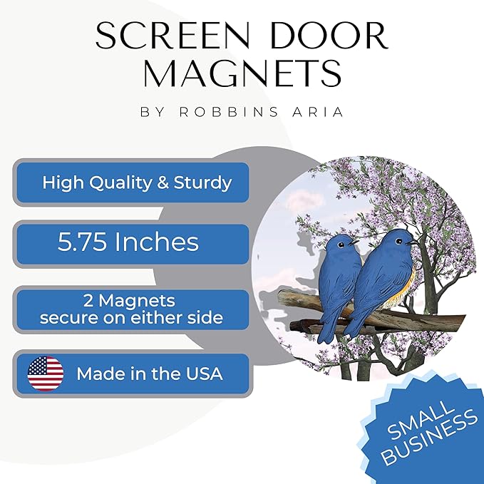 Screen Door Magnets Double Sided – Keep People, Kids, and Dogs from Running into a Screen Door. Saver - Robbins Aria Blue Birds