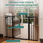 Cumbor 36" Extra Tall Baby Gate, 30-54" Wide Dog Gates for Large Dogs, Dual Lock & Self-Closing Child Gate for Stairs, Doorways & Hallways, Pressure Mounted Safety Proofing for Babies & Pets, Black