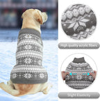 KOOLTAIL Cable Knit Dog Sweater Turtleneck, Cold Weather Pullover Classic Knitwear, Snowflake Pattern Thick Warm Winter Pet Clothes,Dog Christmas Sweater for Small Medium Large Dogs,Grey XL