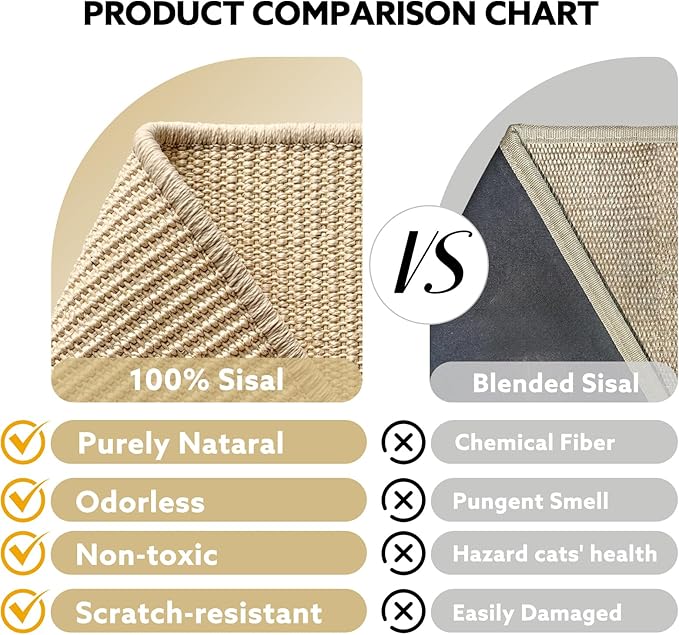 Sisal Cat Scratcher Toy with Ball Track, Natural Scratching Pad, Wooden Cat Toy with Non-Slip Base for Indoor Cats, Suitable for Kittens and Medium Cats