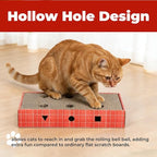 Cat Scratcher Cardboard 3-in-1 Interactive Cat Scratching Board with Bell Ball, Double-Sided Durable Corrugated Cat Toy for Indoor Cats