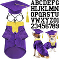 5 Pcs Dog Graduation Costume Set Include 2026 Pet Graduation Gown with Stole Puppy Grad Cap Lensless Glasses DIY Letter Stickers for Dogs Cats Holiday Costume Accessory(Purple Yellow,L)