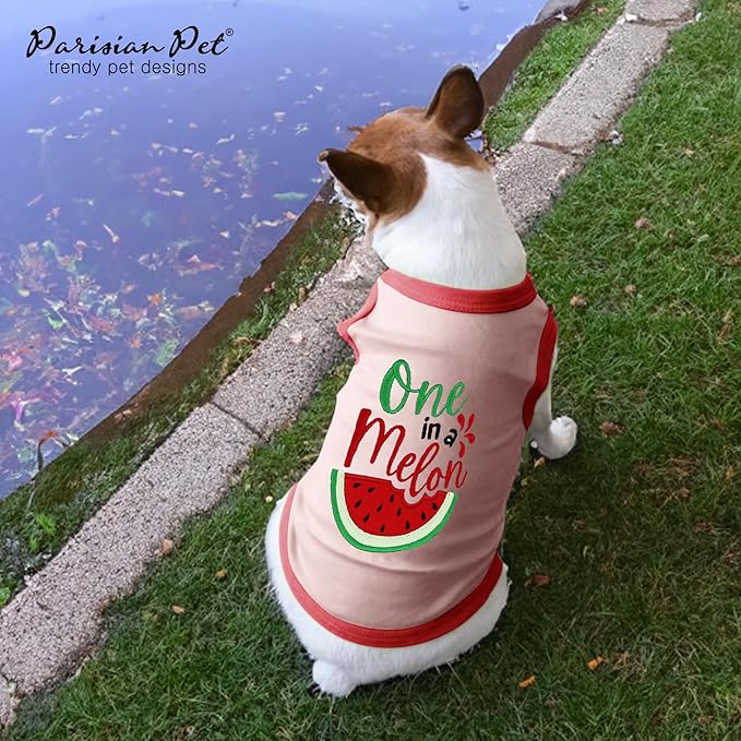 Parisian Pet Dog Shirt – 100% Cotton Shirts for Large Dogs – Pullover Sleeveless Puppy Vest – Breathable Cute Watermelon Pet Apparel – Pink Summer Dog Clothes - Stretchy T Shirts for Dogs