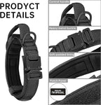 Tactical Dog Collar with Handle - Adjustable Nylon Training Military Dog Collar with Heavy Duty Metal Buckle Collar for Medium Large Dogs,with Patch
