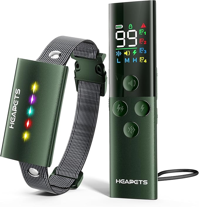 Dog Training Collar with Remote Control, 1600FT Electric Collars for Dogs 8-120 LBs, IP67 Waterproof Collar with Safe Static, Beep, Vibration, Rechargeable E-Collar for Small Medium Large Dogs, Green