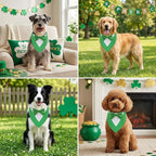 ADOGGYGO St.Patrick's Day Dog Tuxedo Bandana, Green Pet Tux Collar with Bowtie Adjustable St Patricks Costume for X-Small Dogs Pets (XS)