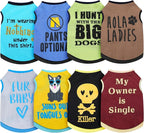 Saintrygo 8 Pieces Dog Shirts Pet Printed Clothes with Funny Letters Summer Pet T Shirts Cool Puppy Breathable Dog Outfit Soft Sweatshirt Cats(Vivid Pattern,Small)