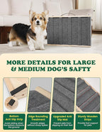 Dog Ramp Dog Stairs for Large Dogs Foldable Dog Ramp with 5 Adjustable Heights from 13.98'' to 27.56" Wood Pet Ramp with Non Slip Carpet Portable Puppy Ramp for Couch, Sofa, Bed, Car