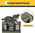 Cat Carrier Airline Approved, Soft-Sided Dog Carrier with Inner Safety Leash, Pet Transport Carrier for Small-Medium Cats Puppies up to 15 Lbs, Collapsible Travel Kitten Carrier Bag -Green M