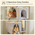 PEQULTI 62" Cat Tree for Indoor Cats, Multi-Level Cat Tower with Cozy Cat Condo Clearance Prime, Grey