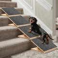 Dog Ramp for Stairs 4 Pack - Adjustable Wooden Stair Wedges for Small Dogs, Foldable Indoor Dog Stair Ramp with Triangular Support and Non-Slip Pads for Senior and Short-Legged Pets