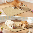 2 Pack 23.6 X 15.7 Inch Cat Scratch Mat, Natural Sisal Cat Bunny Rabbit Scratching Pad with Jute Border, Durable Scratch Rug, Natural Fabric Horizontal Cats Pad for Furniture Sofa and Wall(Beige)