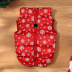 Idepet Pet Dog Cat Coat with Leash Anchor Color Patchwork Padded Puppy Vest Jacket Teddy Chihuahua Costumes Pug Cloth XS S M L(Medium,Red-Snowflake)