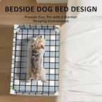Bedside Window Pet Cat Bed - Dog Bed with Guardrail Extension Attached to Human Bed Height Elevated Dogs Cats Window Perch Bedside Dog Cot Sleeper Hammock Furniture Pet Beds (34'' x 20'' x 24'')