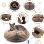 Kitty Kurlz Cat Scratcher & Play Toy for Indoor Cats - Foldable, Durable Recyclable Cardboard for Scratching, Chase and Play